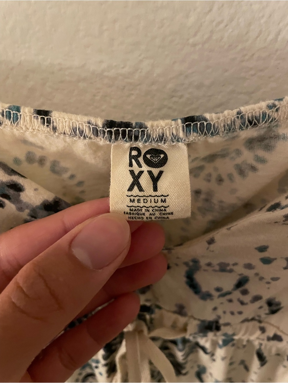 Roxy Cream Maxi Dress with Blue Print - Picture 3 of 3